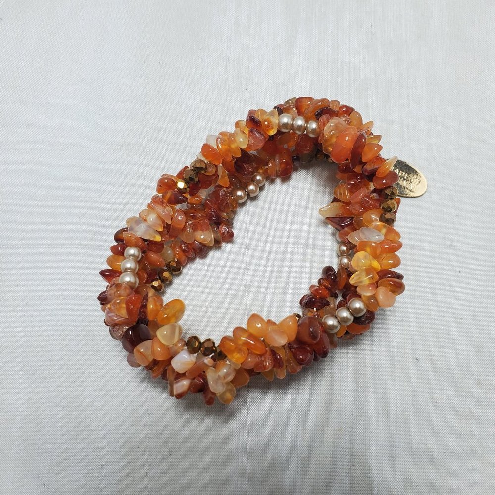 Ali Khan coral crystal glass stretch bracelet